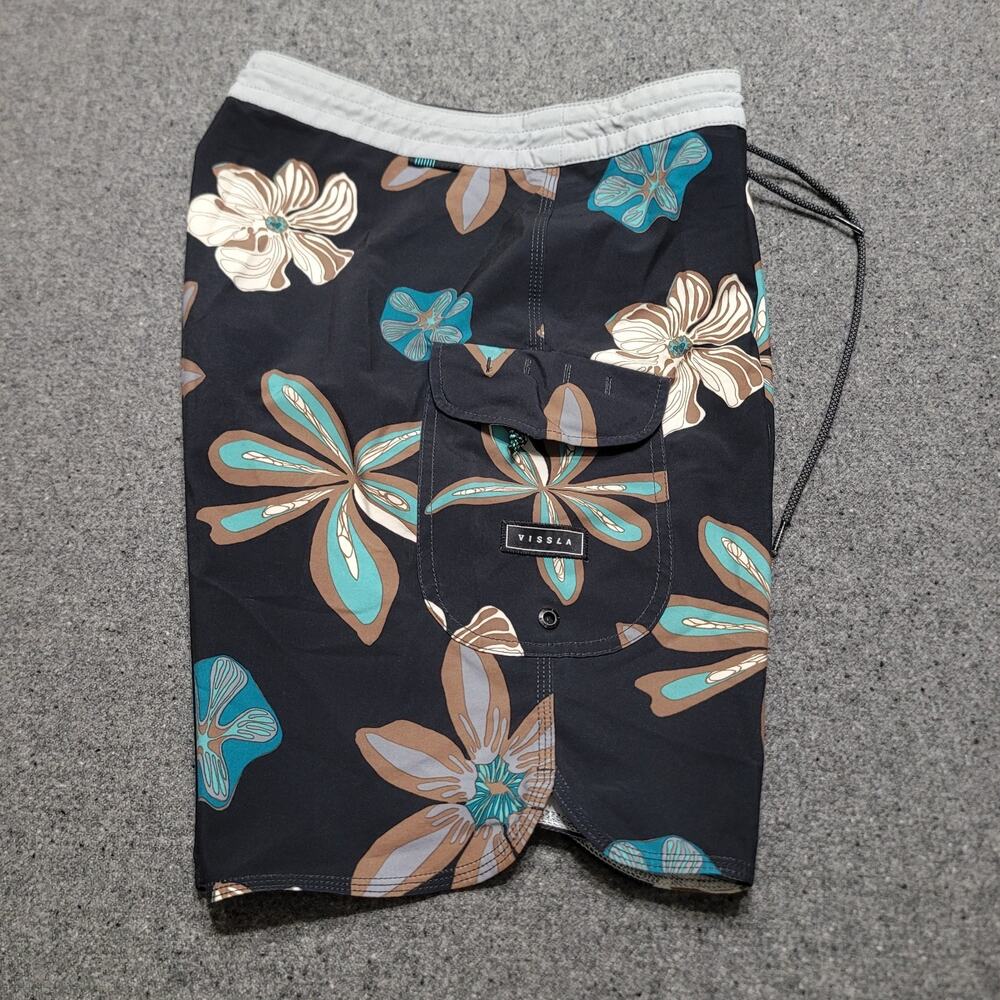Vissla Shorts Men 31 Floral Hawaiian SubTropic 18.5"Board Swim Trunks Beach Surf